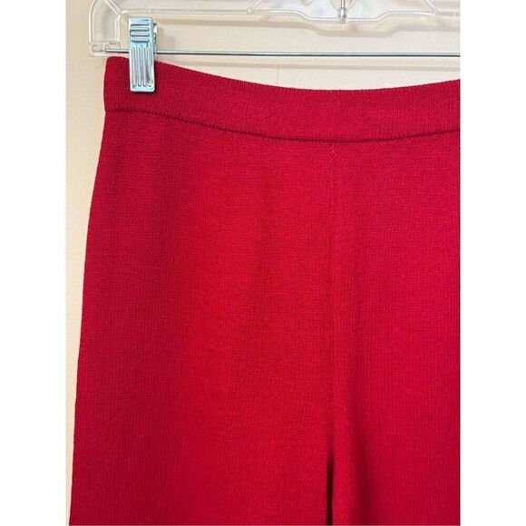 St John Santana Knit Red Wide Leg Pull On Pants 2 - Picture 3 of 5